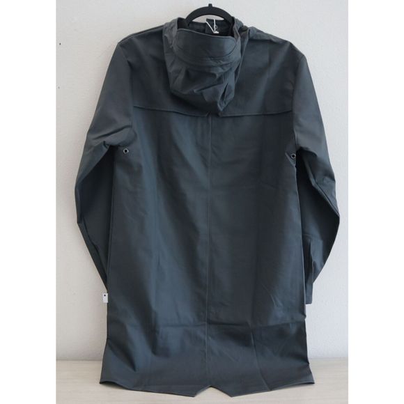 RAINS 12020 Unisex Sz XS Slate Gray Long Waterproof Jacket - Picture 2 of 9